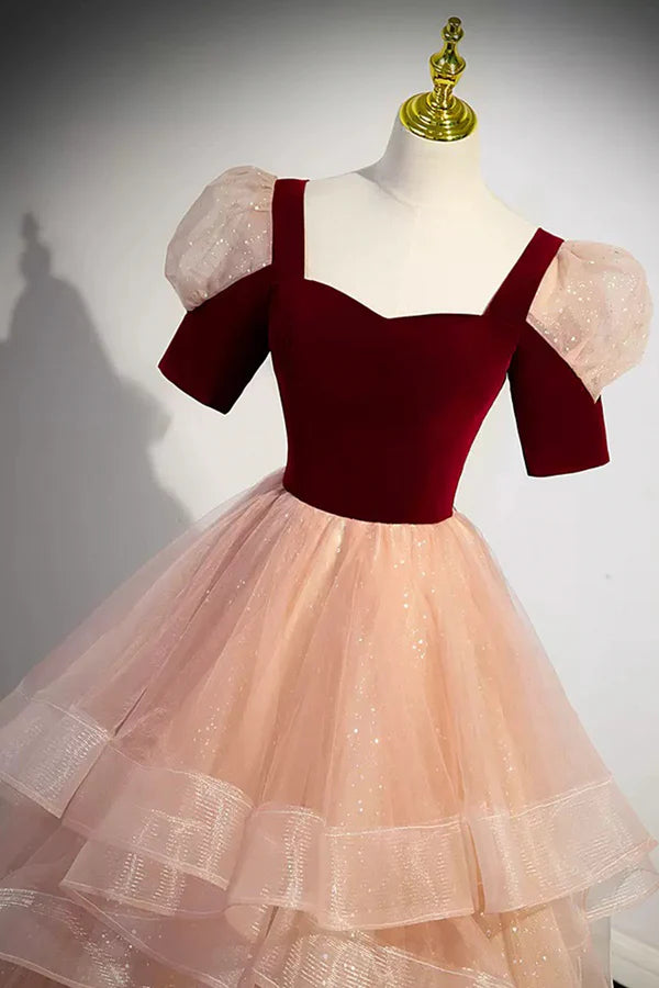 Wholesale Unique Velvet Long A-Line Prom Dress with Ruffles Cute Evening Party Dress